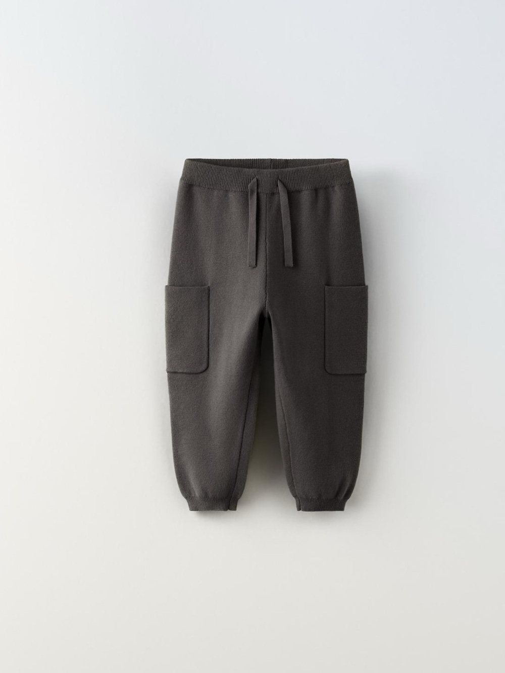 NWT Zara 4-5Y knit cargo joggers pants large pockets gray